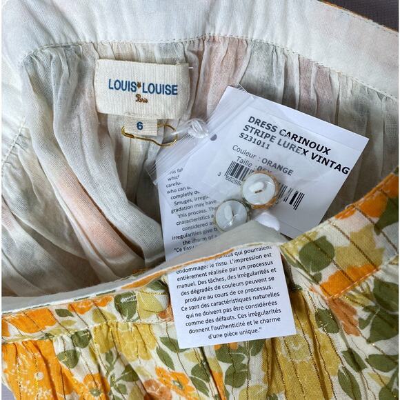 NWT Louis Louise Vintage Floral Lurex Stripe Carinoux Dress Girls 6 Yrs - Picture 4 of 4